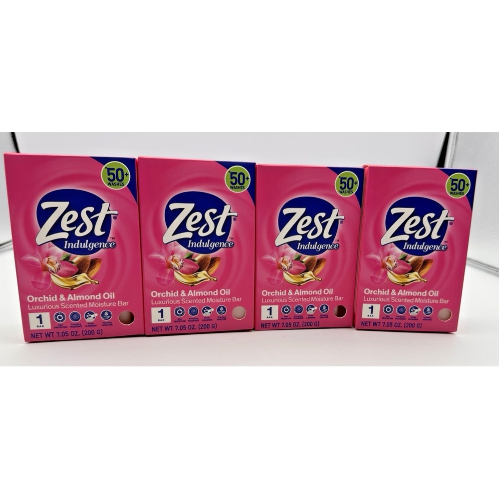 Zest Indulgence Soap Moisture‎ Bars 4 bars orchid & Almond Oil 7.05 oz